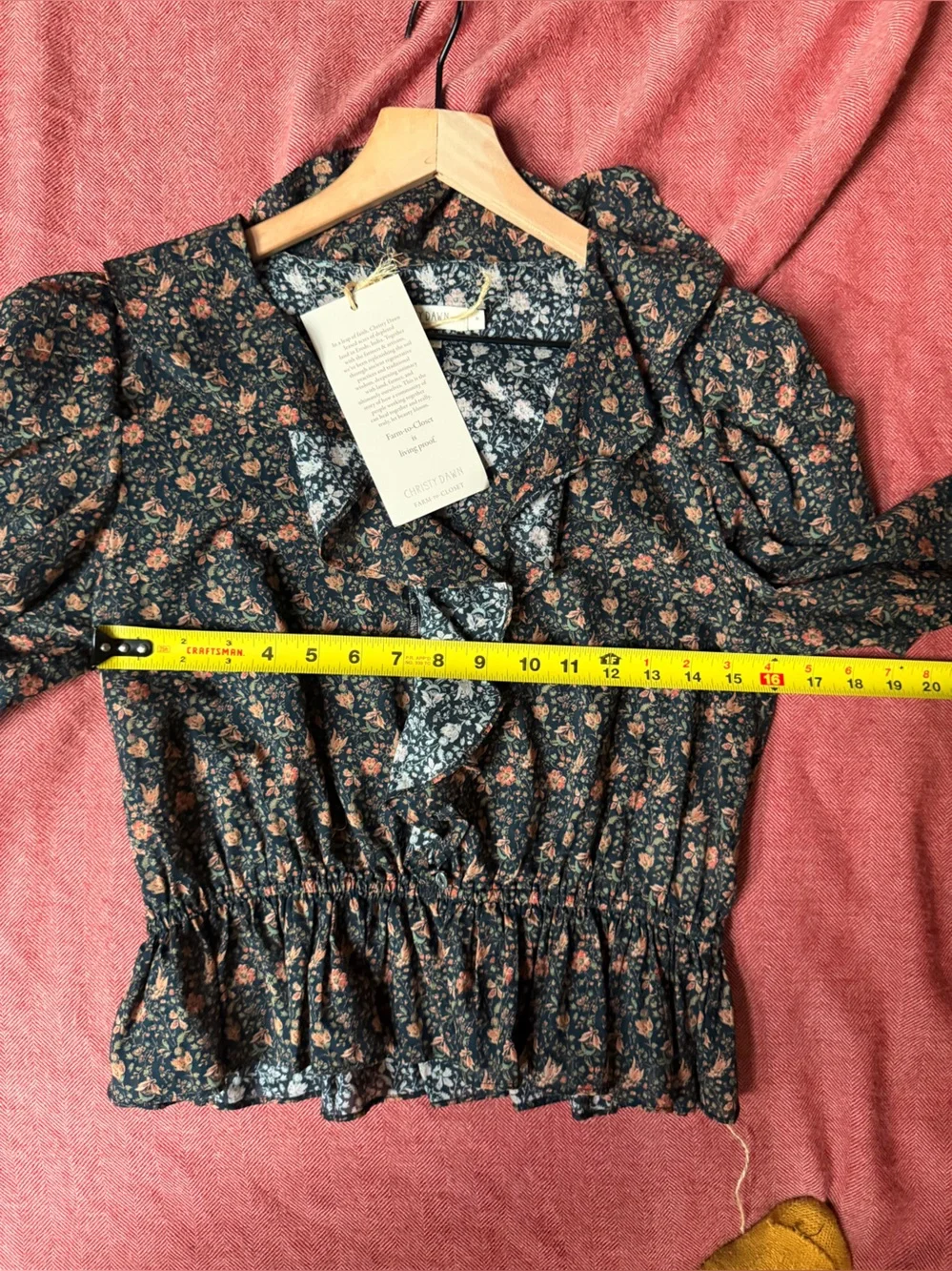 Christy Dawn Black Floral Ruffle V-Neck Blouse